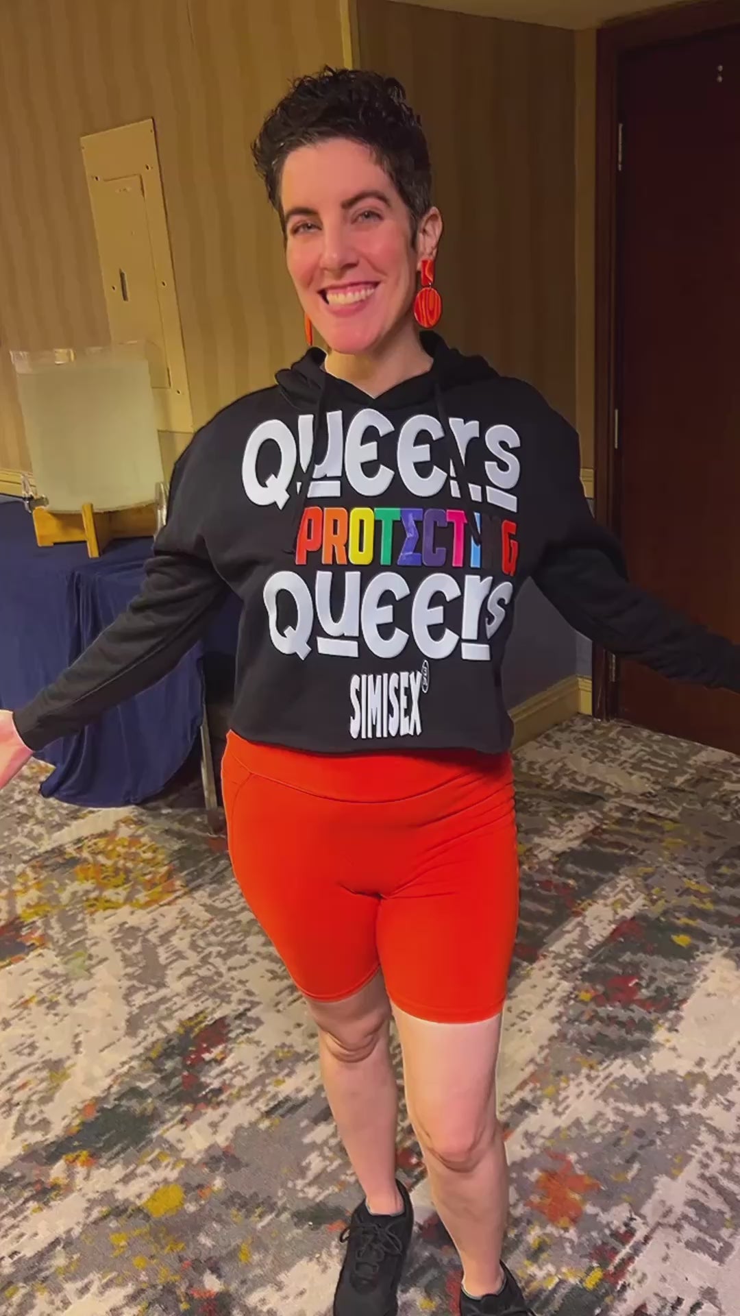 Black Unisex Queers Protecting Queers  Crop Hoodie