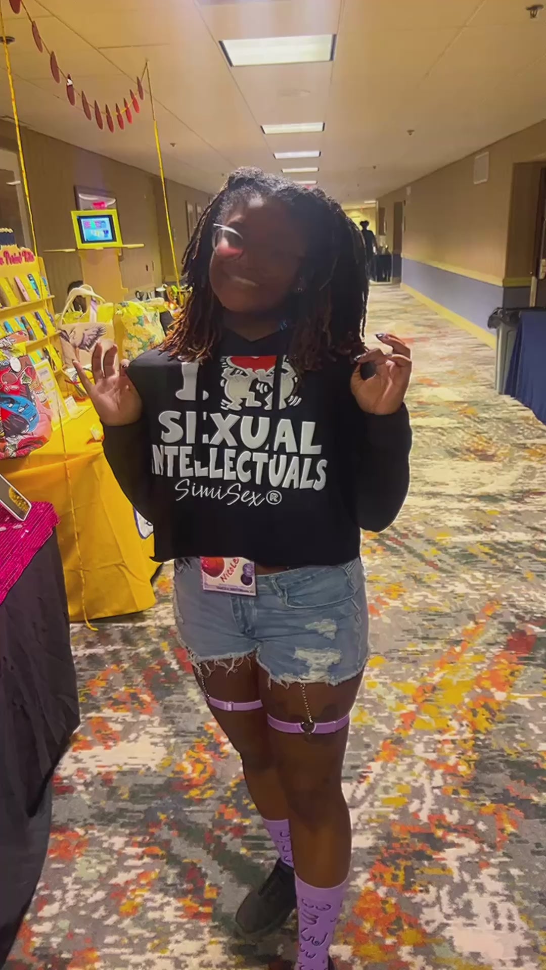Unisex Black I love Sexual Intellectuals crop hoodie