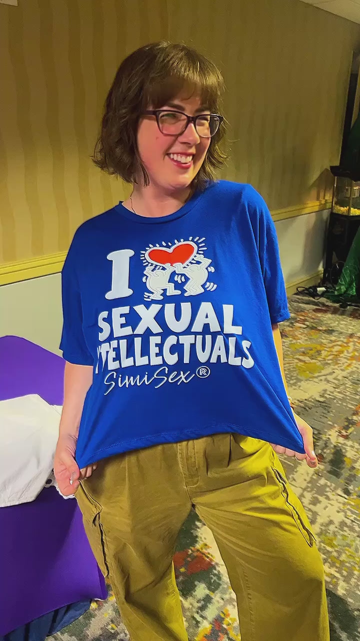 Blue Unisex I love Sexual Intellectual (  crop top)