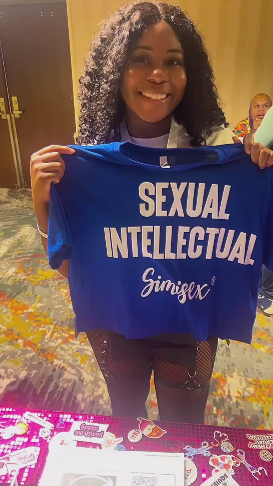 Blue Unisex Sexual Intellectual crop top